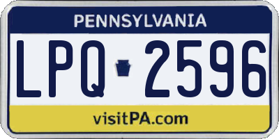 PA license plate LPQ2596