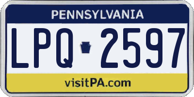 PA license plate LPQ2597