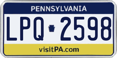 PA license plate LPQ2598