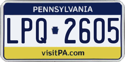 PA license plate LPQ2605