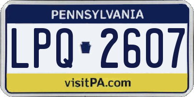 PA license plate LPQ2607