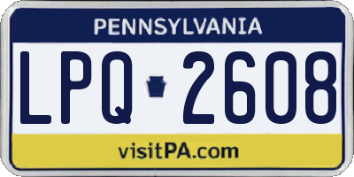 PA license plate LPQ2608