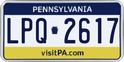 PA license plate LPQ2617
