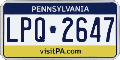 PA license plate LPQ2647
