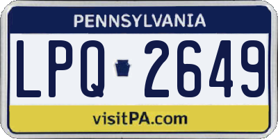 PA license plate LPQ2649
