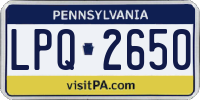 PA license plate LPQ2650