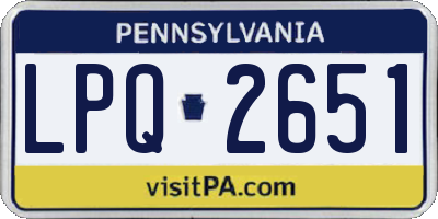 PA license plate LPQ2651