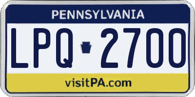 PA license plate LPQ2700