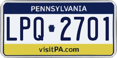 PA license plate LPQ2701