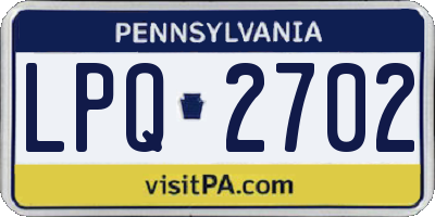 PA license plate LPQ2702