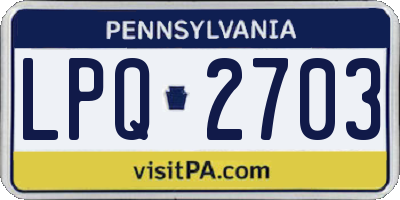 PA license plate LPQ2703