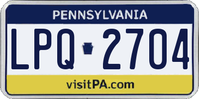 PA license plate LPQ2704