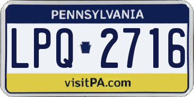 PA license plate LPQ2716