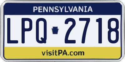 PA license plate LPQ2718