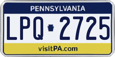 PA license plate LPQ2725