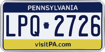 PA license plate LPQ2726
