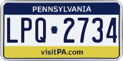 PA license plate LPQ2734