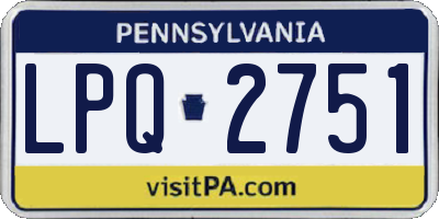 PA license plate LPQ2751