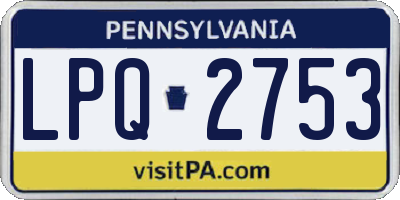PA license plate LPQ2753