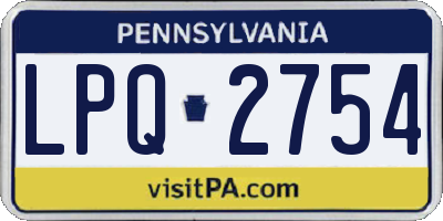 PA license plate LPQ2754