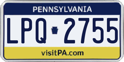 PA license plate LPQ2755