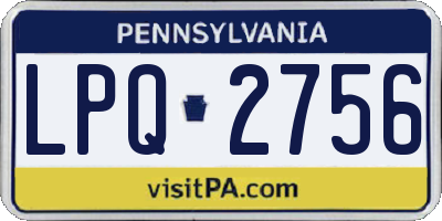 PA license plate LPQ2756