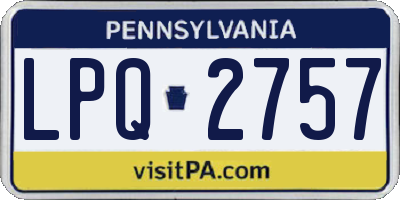 PA license plate LPQ2757