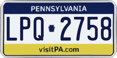 PA license plate LPQ2758