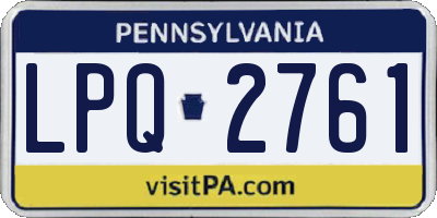 PA license plate LPQ2761