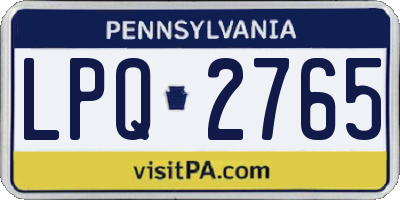 PA license plate LPQ2765