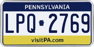 PA license plate LPQ2769