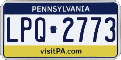 PA license plate LPQ2773