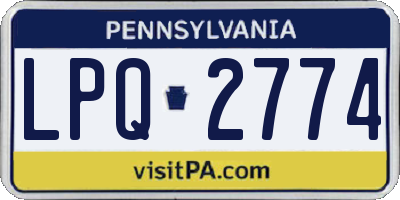 PA license plate LPQ2774