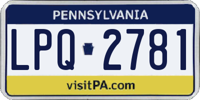 PA license plate LPQ2781