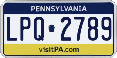 PA license plate LPQ2789