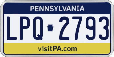 PA license plate LPQ2793