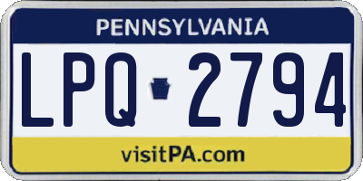 PA license plate LPQ2794