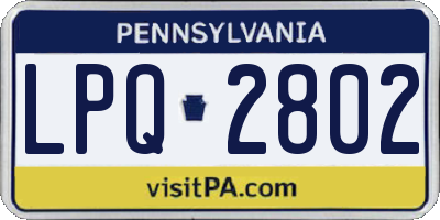 PA license plate LPQ2802