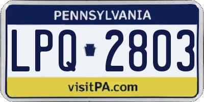 PA license plate LPQ2803