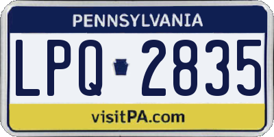 PA license plate LPQ2835
