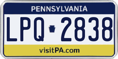 PA license plate LPQ2838