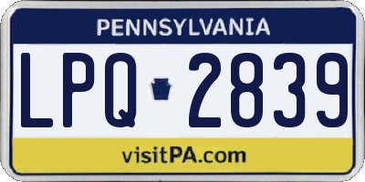 PA license plate LPQ2839