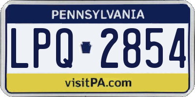PA license plate LPQ2854