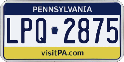 PA license plate LPQ2875