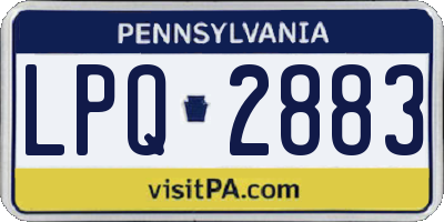 PA license plate LPQ2883