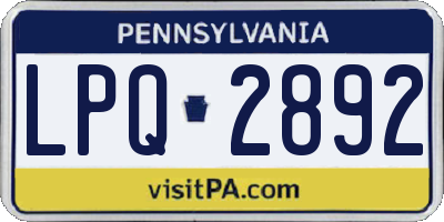 PA license plate LPQ2892