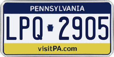 PA license plate LPQ2905