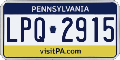 PA license plate LPQ2915