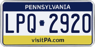 PA license plate LPQ2920