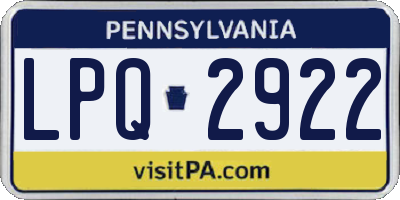 PA license plate LPQ2922